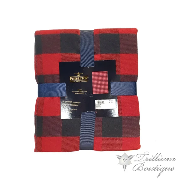 Pendleton Red Rob Roy Luxe Throw & Handmade Acrylic Sunset Canvas Painting NEW - Picture 9 of 11